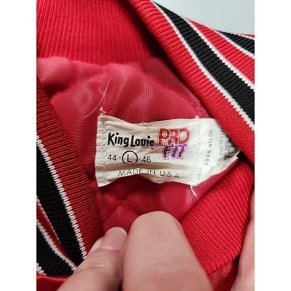 Vintage King Louie Jacket Mens Large Blue Satin Bomber Big‎ Made in USA 80s 70s - Picture 6 of 8